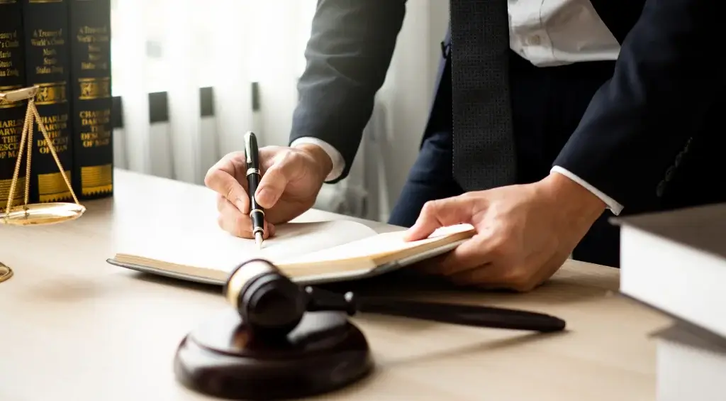 juiz assinando papel